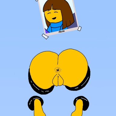 1girls, anus, ass, barefeet, before sex, defeated, feet, female, frisk, frisk (undertale), glitchtale, human, photo, picture, public use