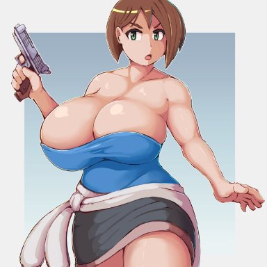 1girls, breasts, cleavage, female, female only, huge breasts, jill valentine, kittenboogers, resident evil, resident evil 3, solo