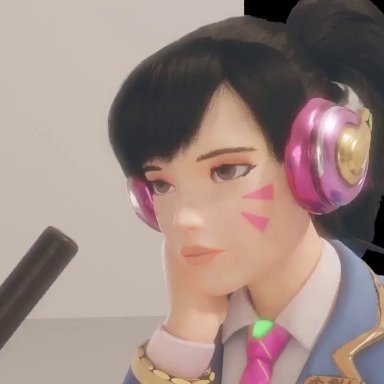 animated, brown eyes, brown hair, d.va, facial markings, headset, lvl3toaster, necklace, overwatch, ponytail, popsicle, prank, tagme, webm