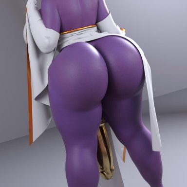 1futa, 3d, alien, alien girl, asari, back view, bald, bare shoulders, big breasts, big penis, busty, butt crack, curvy, dat ass, dress