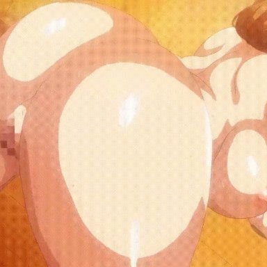 1girls, 2d, 2d animation, all fours, animated, artist request, ass, ass shake, big ass, blush, breasts, brown hair, censored, character request, chubby
