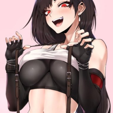 1girls, big breasts, breasts, cleavage, female, female only, final fantasy, final fantasy vii, j.k., large breasts, solo, sports bra, tifa lockhart