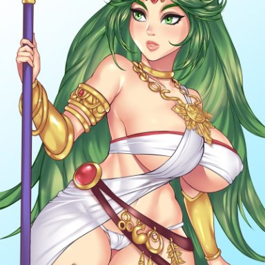 1girls, ange1witch, big breasts, breasts, cleavage, female, female only, kid icarus, large breasts, palutena, panties, solo, thick thighs, thighhighs, wide hips