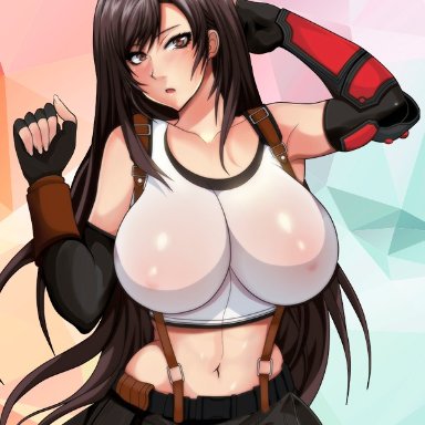 big breasts, female, female only, final fantasy, final fantasy vii, final fantasy vii remake, mitgard-knight, nipples, nipples visible through clothing, solo, solo female, solo focus, tifa lockhart