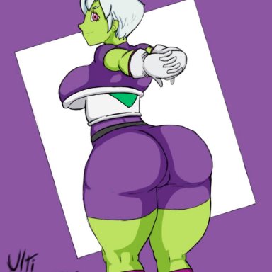 anal, big booty, big breasts, cheelai, dragon ball super broly, huge ass, looking back, massive ass, stretching, thick legs, thick thighs