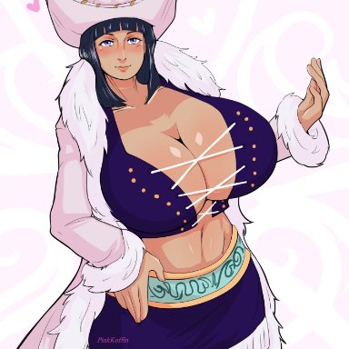 big breasts, black hair, cleavage, female, female only, long hair, nico robin, nipples, nipples visible through clothing, one piece, pinkkoffin, solo, solo female, solo focus