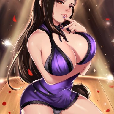 1futa, breasts, bulge, cleavage, dickgirl, erection under clothes, exlic, final fantasy, final fantasy vii, futa only, futanari, large breasts, looking at viewer, penis under clothes, solo