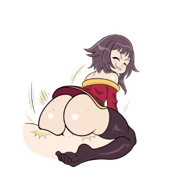 1boy, 1girls, ass, ass focus, big ass, buttjob, drillslewds, kono subarashii sekai ni shukufuku wo!, looking back, male pov, megumin, pov