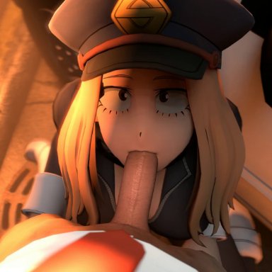 1boy, 1girls, 3d, animated, camie utsushimi, erection, fellatio, female, looking at viewer, male, my hero academia, no sound, oral, penis, pov