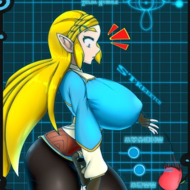 1girls, breast expansion, breasts, breath of the wild, female, huge breasts, kazuya zoey, nintendo, nipple bulge, princess zelda, the legend of zelda, zelda (breath of the wild)