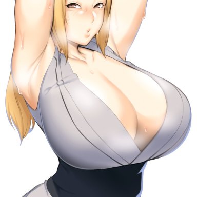 big breasts, blonde hair, brown eyes, cleavage, dyun, female, female only, long hair, mature, mature female, naruto, nice body, solo, solo female, solo focus