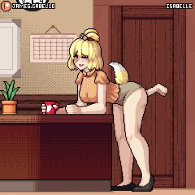 1girls, animal crossing, animated, animated gif, anthro, ass, ass jiggle, bent over, big breasts, blush, bouncing breasts, breasts, clothed sex, dog ears, dog girl