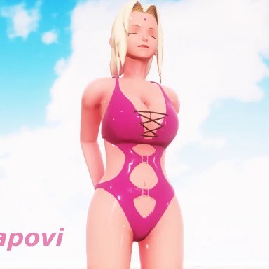 1girls, 3d, animated, ass expansion, big ass, big breasts, bikini, blonde hair, bouncing breasts, breast expansion, cleavage, imbapovi, naruto, naruto (series), naruto shippuden