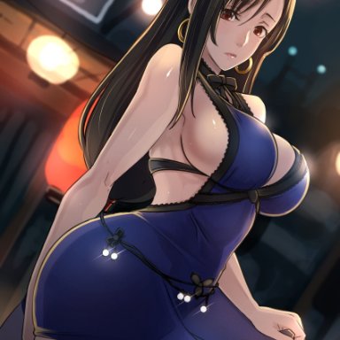 1girls, big breasts, breasts, butcha-u, cleavage, eroquis, female, female only, final fantasy, final fantasy vii, large breasts, solo, tifa lockhart