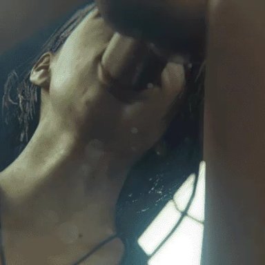 1boy, 1girls, balls deep, blowjob, clothed, cum in mouth, deepthroat, gif, in-game, jill valentine, mouth, mouth open, mouthful, official, official art