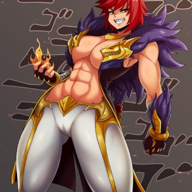 1girls, abs, big breasts, breasts, cameltoe, cleavage, female, female only, genderswap, genderswap (mtf), jmg, jojo reference, large breasts, league of legends, muscles