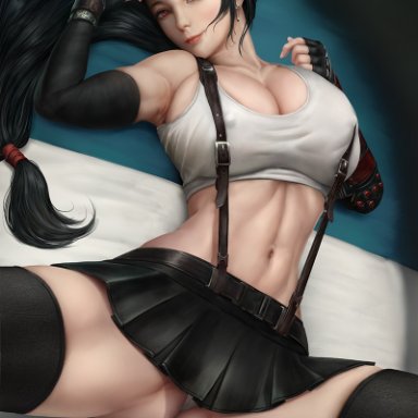 1girls, abs, big breasts, breasts, cleavage, clothing, erect nipples, female, female only, final fantasy, final fantasy vii, large breasts, limgae, looking at viewer, nipples
