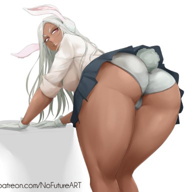 1girls, ass, big ass, big breasts, big butt, bunny ears, dark-skinned female, gloves, huge ass, huge thighs, lips, long hair, miruko, my hero academia, nofuture