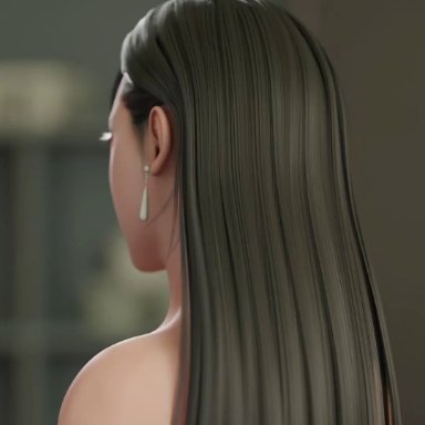 1girl, 3d, animated, big breasts, black hair, blender, breasts outside, cock and ball torture, death metal, dialogue, dick flattening, domestic violence, earrings, femdom, final fantasy