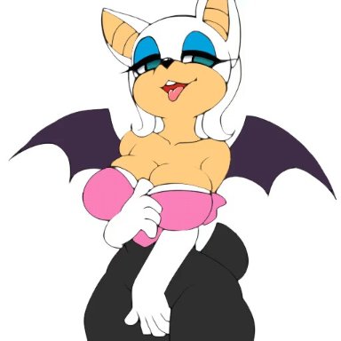 animated, anthro, bat wings, bouncing breasts, breasts, female, female only, rouge the bat, sega, smile, solo, sonic (series), tongue, tongue out, undressing