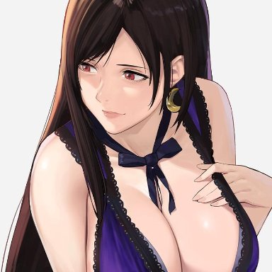 [email protected], big breasts, brown eyes, brown hair, female, female only, final fantasy, final fantasy vii, long hair, nipples, nipples visible through clothing, solo, solo female, solo focus, tifa lockhart