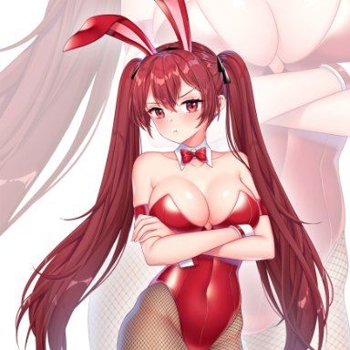 blush, bunny ears, bunnysuit, fire emblem, fire emblem: awakening, red hair, severa, solo, twintails