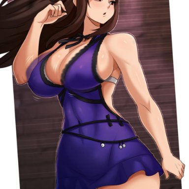 big breasts, breasts, brown eyes, brown hair, cleavage, female, female only, final fantasy, final fantasy vii, jmg, long hair, short skirt, solo, solo female, solo focus