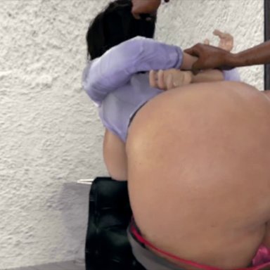 1boy, 1boy1girl, 1girl, 3d, anal, animated, bbc, big ass, black hair, brazilian, dark-skinned male, digox77, doggy style, from behind, huge ass