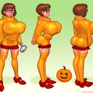 ass, bangs, big breasts, big lips, breasts, brown eyes, brown hair, bubble butt, busty, character sheet, enormous breasts, erect nipples, eyelashes, eyeshadow, eyewear