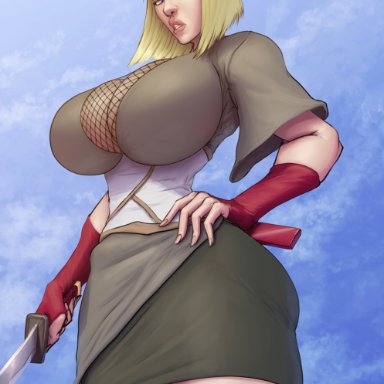 barretxiii, big breasts, female, female only, naruto, naruto shippuden, nipples, nipples visible through clothing, samui, solo, solo female, solo focus