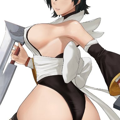 [email protected], 1girls, big ass, big breasts, black eyes, black hair, detached sleeves, female, female only, iroha, leotard, looking at viewer, maid, maid headdress, nipple bulge