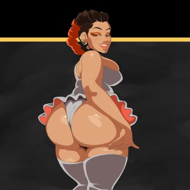 apex legends, ass, barrybbeesly, big ass, braided hair, brazilian, dark skin, dark-skinned female, female only, female solo, hot, latina, loba, looking at viewer, looking back