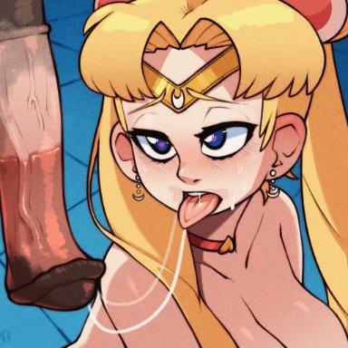 1boy, 1girls, animal genitalia, animal penis, animated, big breasts, big penis, bishoujo senshi sailor moon, blowjob, blue eyes, deepthroat, fellatio, horse, horse penis, horsecock