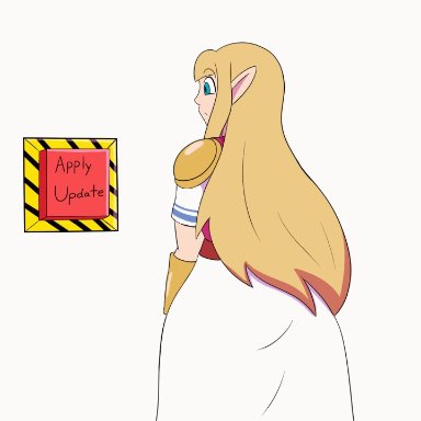 animated, ass, ass expansion, big ass, blonde hair, blue eyes, blush, bottom heavy, looking at viewer, mechspazer, nintendo, pointy ears, princess zelda, smile, super smash bros.