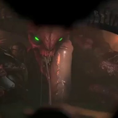 1boy, 1girls, 3d, animated, baron of hell, claws, cum, cum in mouth, cum inside, demon, demon girl, doom, doomguy, doomslayer, eye contact