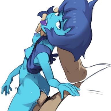 anal, behind view, breasts, face grab, finger to mouth, lapis lazuli (steven universe), male, penetration, penis, polyle, steven universe, tongue out