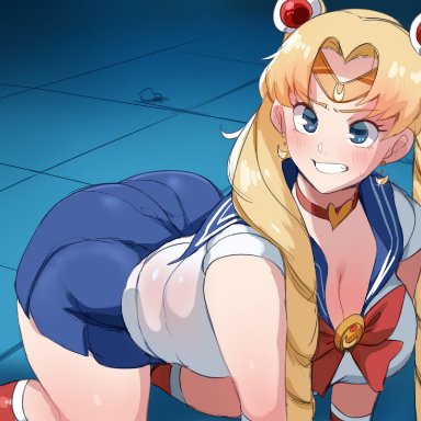 bishoujo senshi sailor moon, blonde hair, blue eyes, dat ass, derivative work, female, lightsource, sailor moon, sailor moon redraw challenge