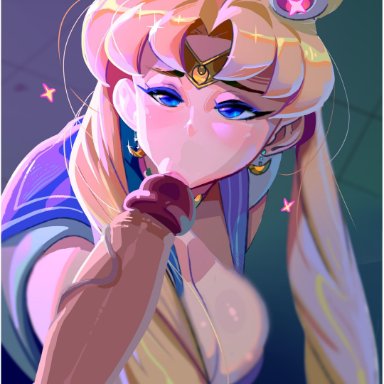 bishoujo senshi sailor moon, blonde hair, blue eyes, crystalcheese, female, oral, sailor moon, sailor moon redraw challenge