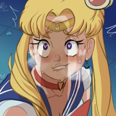 bishoujo senshi sailor moon, biting lip, blonde hair, drooling, heart-shaped pupils, heavy breathing, horny, imminent sex, lewdstuff, lip biting, long hair, penis awe, penis shadow, ponytails, sailor moon