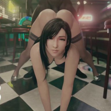 3d, ahe gao, animated, ass, bent over, big ass, big breasts, big penis, breasts, dark skin, dark-skinned male, face down ass up, female, final fantasy, final fantasy vii