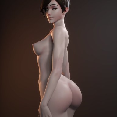 1girls, 3d, areolae, ass, big ass, blender, breasts, female, female only, mavixtious, nipples, nude, overwatch, solo, tracer