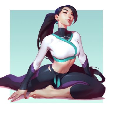 1girls, ass, big ass, big breasts, black hair, breasts, feet, female, riot games, sage (valorant), valorant, yoga