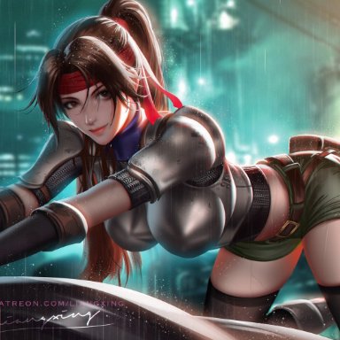 1girls, big breasts, breasts, brown eyes, brown hair, cleavage, female, female only, final fantasy, final fantasy vii, final fantasy vii remake, jessie rasberry, large breasts, liang xing, looking at viewer