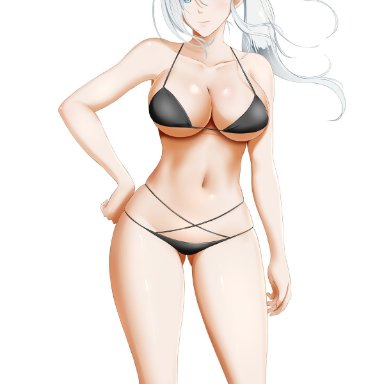 1girls, big breasts, bikini, breasts, female, female only, kimmy77, large breasts, looking at viewer, rwby, solo, winter schnee