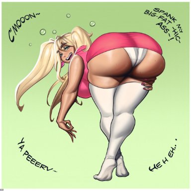 ass, big ass, big breasts, big butt, bimbo, blonde hair, bottom heavy, braces, bubble butt, cherrikissu, draz, dress, dress down, drunk, fat ass