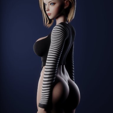 1girls, 3d, android 18, ass, big ass, big breasts, blender, breasts, dragon ball, dragon ball z, female, female only, large breasts, mavixtious, solo