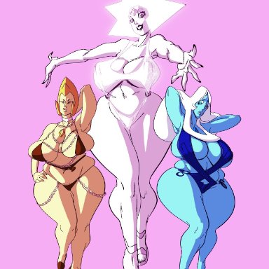 2020, alien, big breasts, bikini, blonde hair, blue body, blue diamond (steven universe), blue eyes, blue skin, breasts, cartoon network, cleavage, clothed, clothing, curvy figure