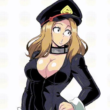 animated, big breasts, blonde hair, camie utsushimi, lewdamone, my hero academia, nipples, smooth animation, solo female, tagme