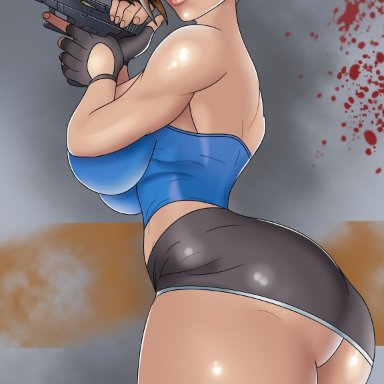 big breasts, brown hair, ed product, female, female only, jill valentine, nipples, nipples visible through clothing, resident evil, resident evil 3, short hair, solo, solo female, solo focus