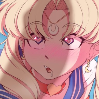 1boy, 1girls, ahe gao, bishoujo senshi sailor moon, blush, female, heart-shaped pupils, male, meme, open mouth, penis awe, penis shadow, rainbowscreen, sailor moon, sailor moon redraw challenge